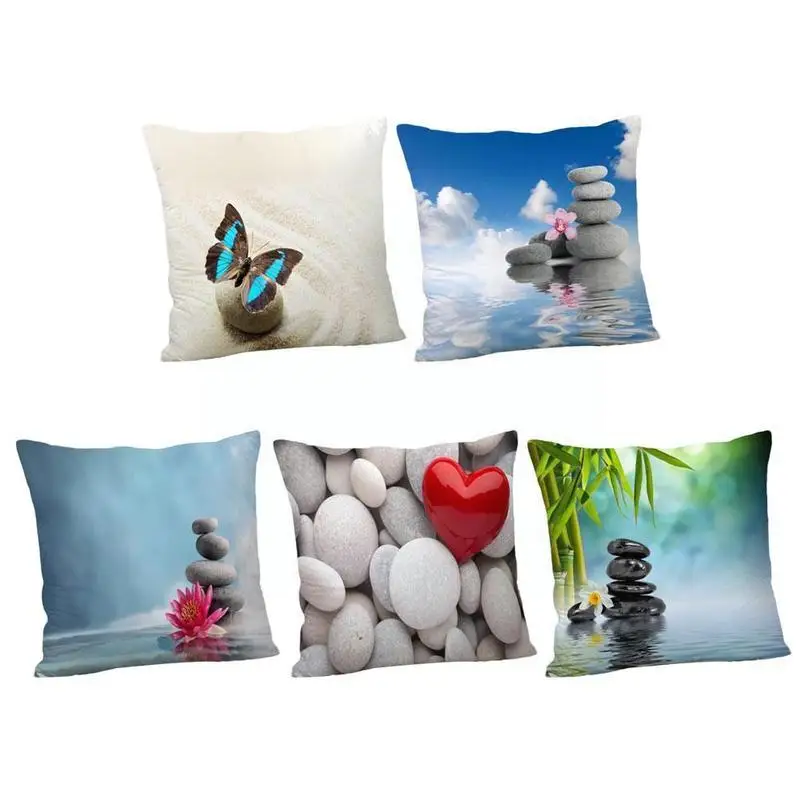 

Custom Zen Stone Pillow Cases Orchid Square Zippered Cover Car Throw Decoration Pillowcase Sofa Cushion 45*45cm Home Pillow T7H5