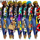 Женское пальто большого размера SSEURAT, классическое двубортное пальто в клетку с отложным воротником и принтом, длинное пальто на осеньзиму