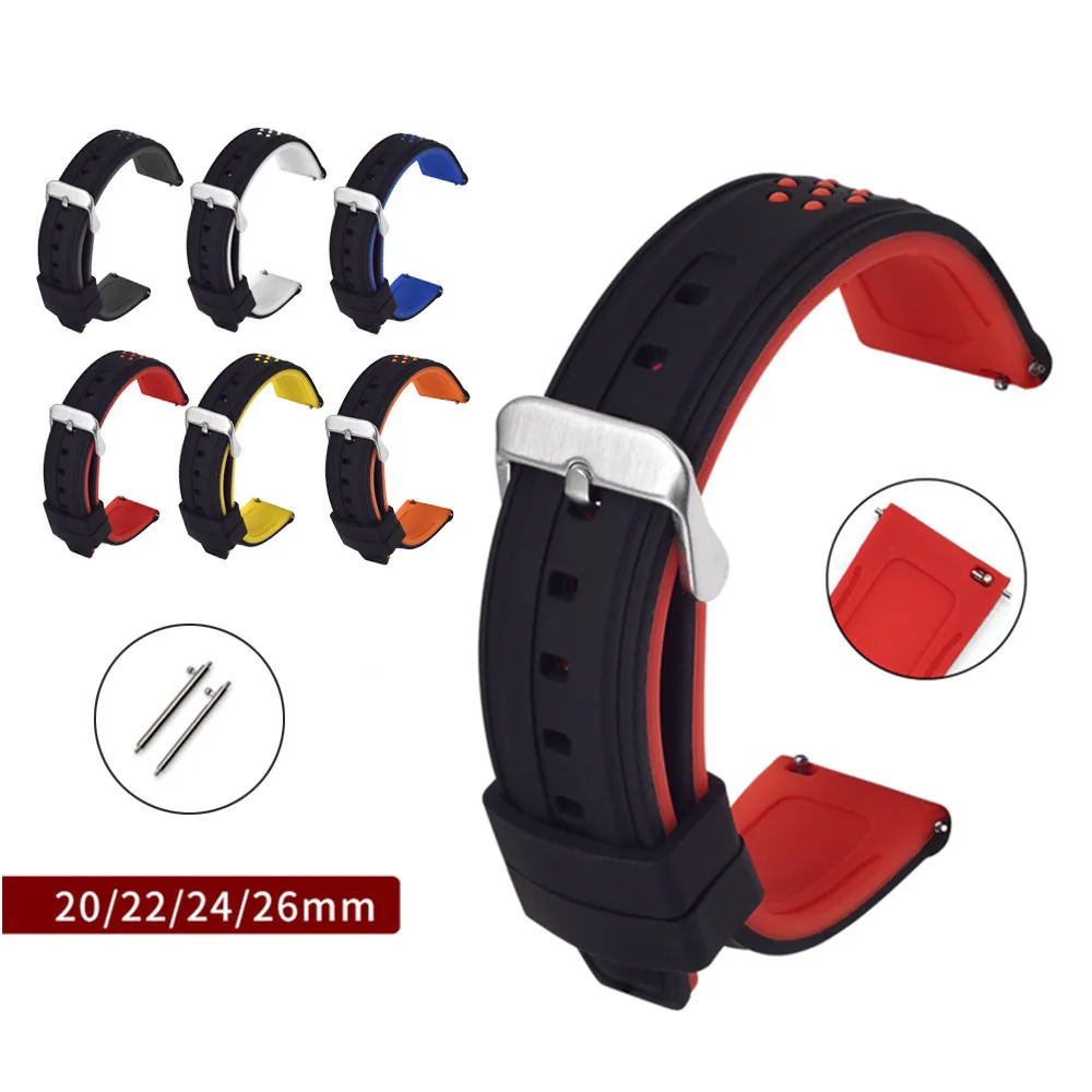 

20mm 22mm 24mm 26mm Silicone Band Strap for Samsung Galaxy Watch 42mm 46mm Active 2 Gear S3 S2 Amazfit Quick Release Bracelet