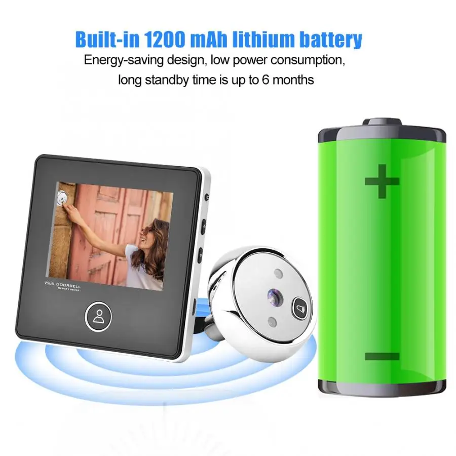 Smart HD visual doorbell for 35-110mm door pipehole video phone wide angle night vision camera infrared Motion sensor | Безопасность и