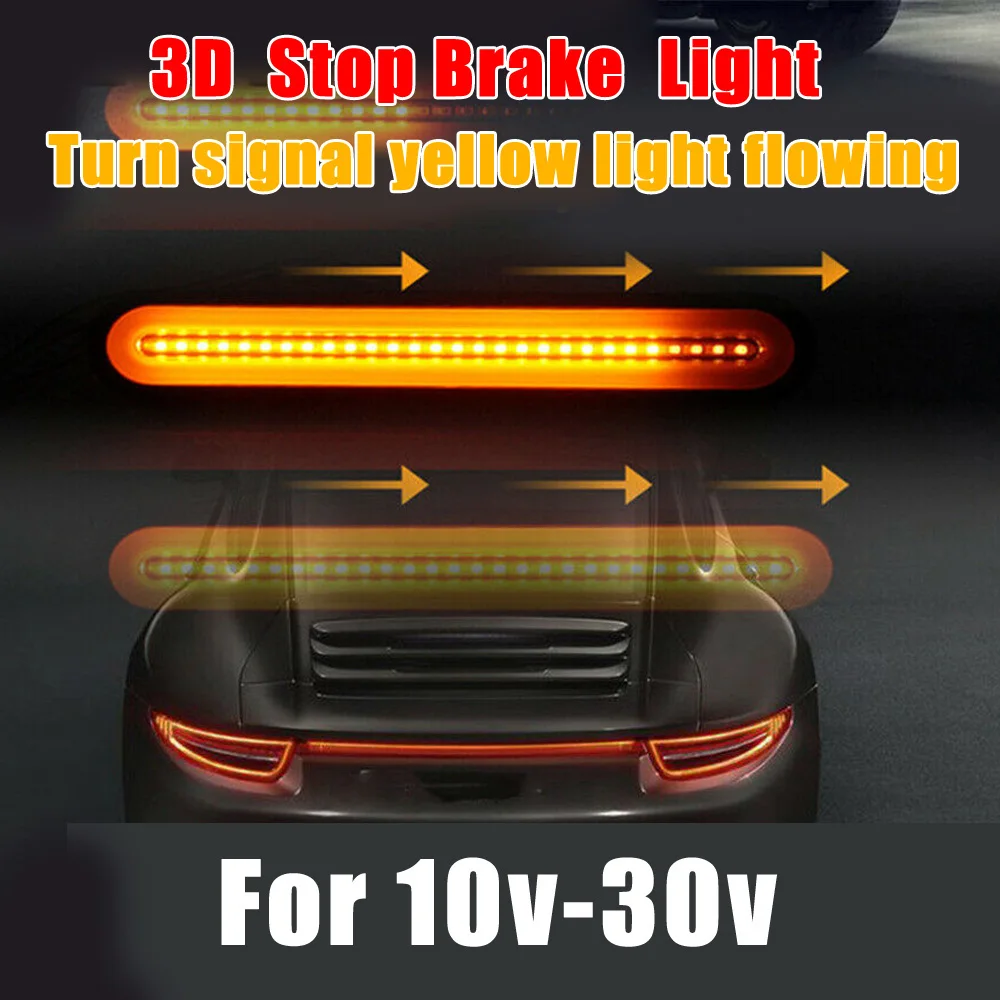 

2PC 4-in-1 Halo Ring 100LED Lights Red+Yellow 233mm X 42mm X 16mm Car Rear Taillight Brake Turn Signal Lamp IP68 Waterproof