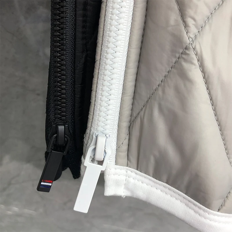 TB THOM Men's Winter Jacket Fashion Brand Coat 4-Bar Stripe Diamond LatticeTurtleneck Cotton-Padded Pullovers Thick TB Jackets