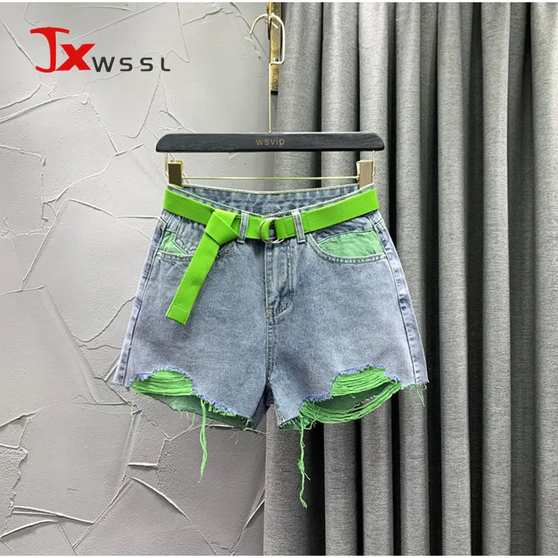 

Fashion Hole Denim Wide leg Shorts Womens Loose Plus size Short Pants Jeans Streetwear Summer High waist Jeans Shorts Women
