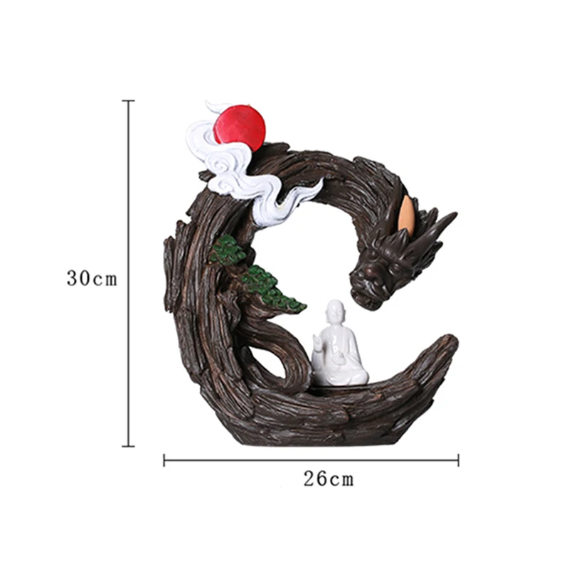 

AT69 -Resin Backflow Incense Burner Creative Home Decor Dragon Incense Holder Censer Incense Sticks Holder