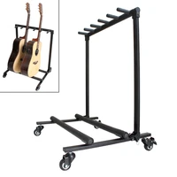 removable aluminum alloy floor guitar stand holder with roller for display 5pcs acoustic electric guitar bass musical instrument