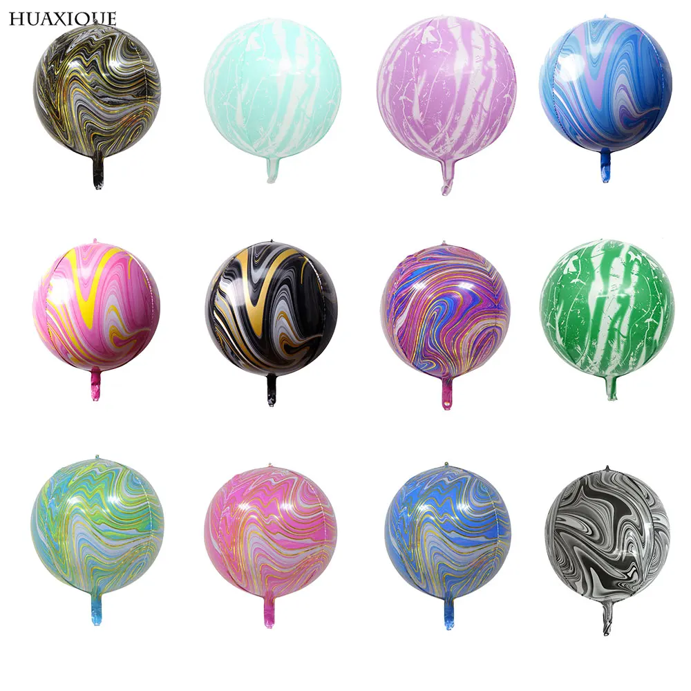 

4D Marble Agate Ballon 22inch Foil Helium Ballons Wedding Birthday Party Decoration Supply Baby Shower Round Air Globos