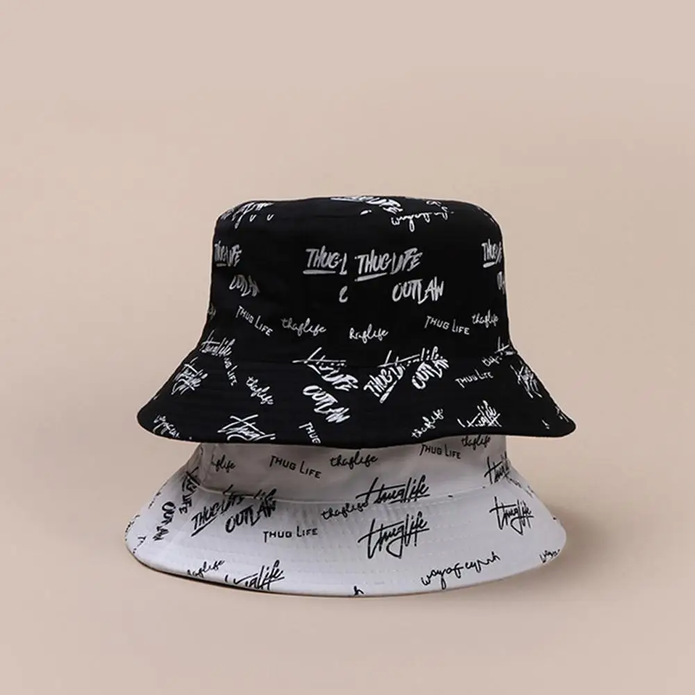 

Fashion Women English Letters Cotton Reversible Sun Protection Cap Bucket Hat Bucket Hat