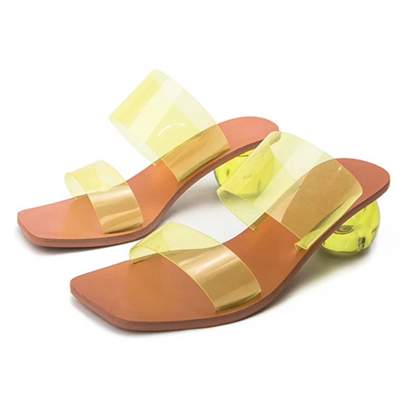 

Сандалии-желе женские с квадратным носком, прозрачные Шлепанцы из ПВХ, с круглым каблуком, с кристаллами, с леопардовым принтом, лето