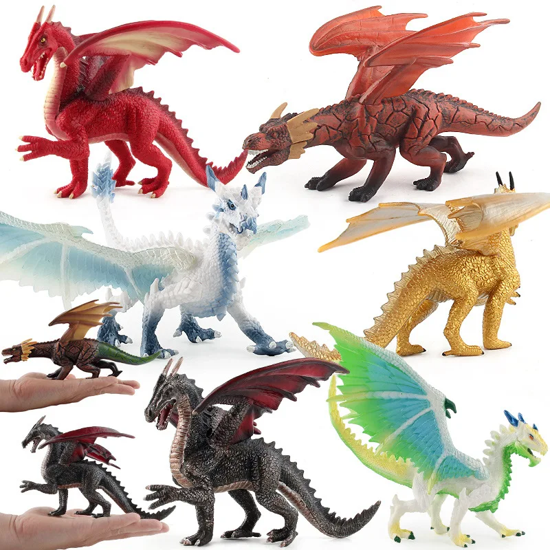 

Simulation Warcraft Dragon Model Toy Fire Rock Dragon Ice Snow Dragon Dinosaur Animal Jaw Movable Model Decoration Toy