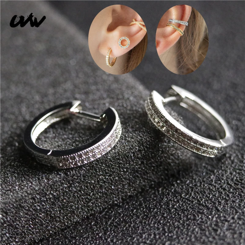 Серьги кольца женские из меди и фианита 2 шт.|Серьги-гвоздики| |