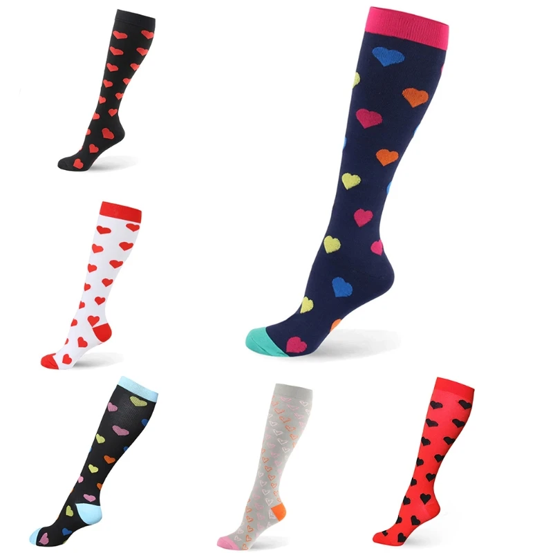 

6 Pairs Women Compression Tube Stockings Knee High Socks for Edema Diabetes Varicose Veins Running Marathon Travel Cycling M7DD