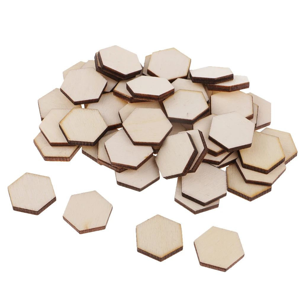 

54pcs/set Wooden Hexagon Wood Slices Party Wedding Embellishment Crafts DIY