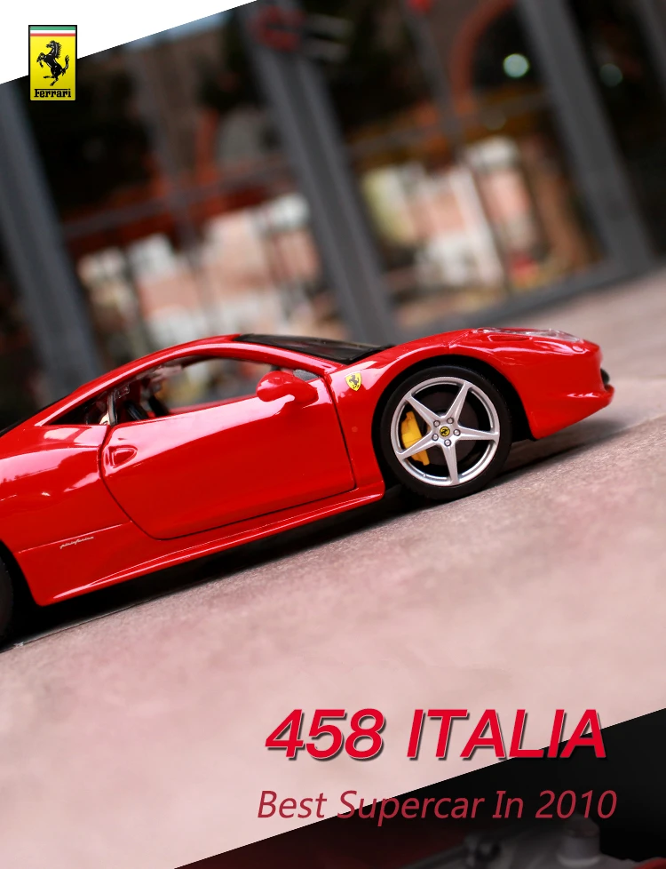 Bburago 1:24 Ferrari 458, красная модель автомобиля, литая под давлением металлическая модель, детская игрушка, подарок бойфренду, коллекция автомобилей из искусственного сплава