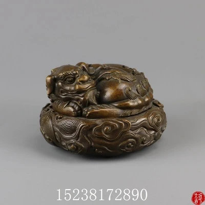 

Exquisite retro decoration pure copper incense burner of lion dragon