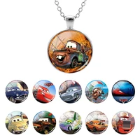 disney cars characters cartoon mater image glass dome long necklace pendant necklace cabochon jewelry souvenir for friend fwn717