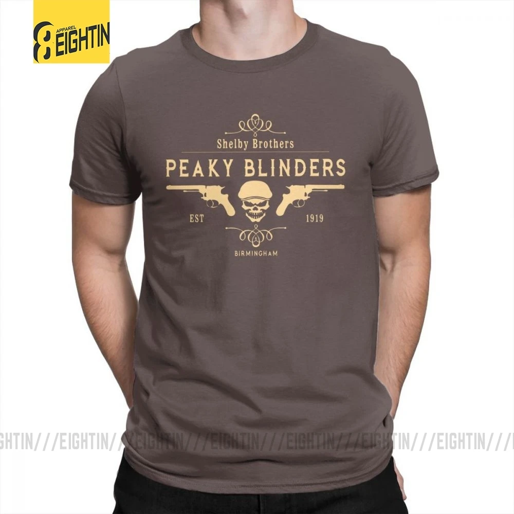 Коричневый Peaky Blinders, футболка, Shelby Brothers, новинка, круглый вырез, короткий рукав, мужские белые футболки, хлопок, потрясающая одежда - Цвет: Коричневый