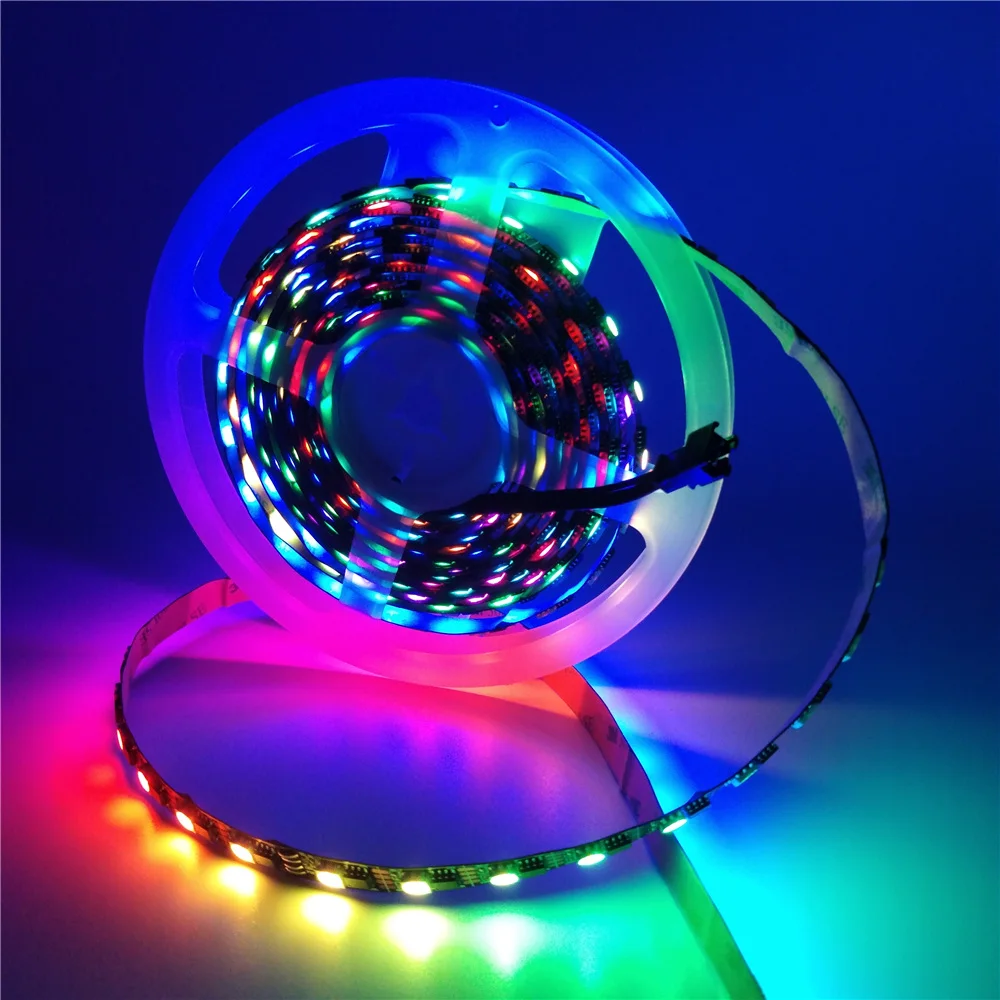 Индивидуальная Адресуемая AT1606 60 светодиодов цифровая RGB Светодиодная лента 12 В точка останова продолжить IC программируемая двойная сигнальная 1606 Светодиодная лента