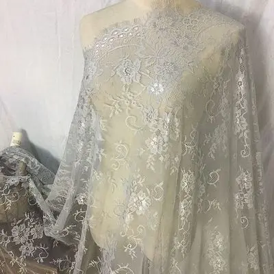 light grey 3 м/упак. ширина 150 см белый черный diy изысканные классические ресницы кружева украшения вышивка кружевная ткань - Цвет: light grey