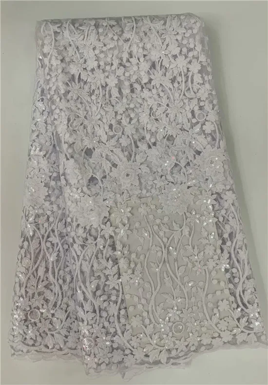 Высококачественная африканская оранжевая кружевная ткань бисер французская