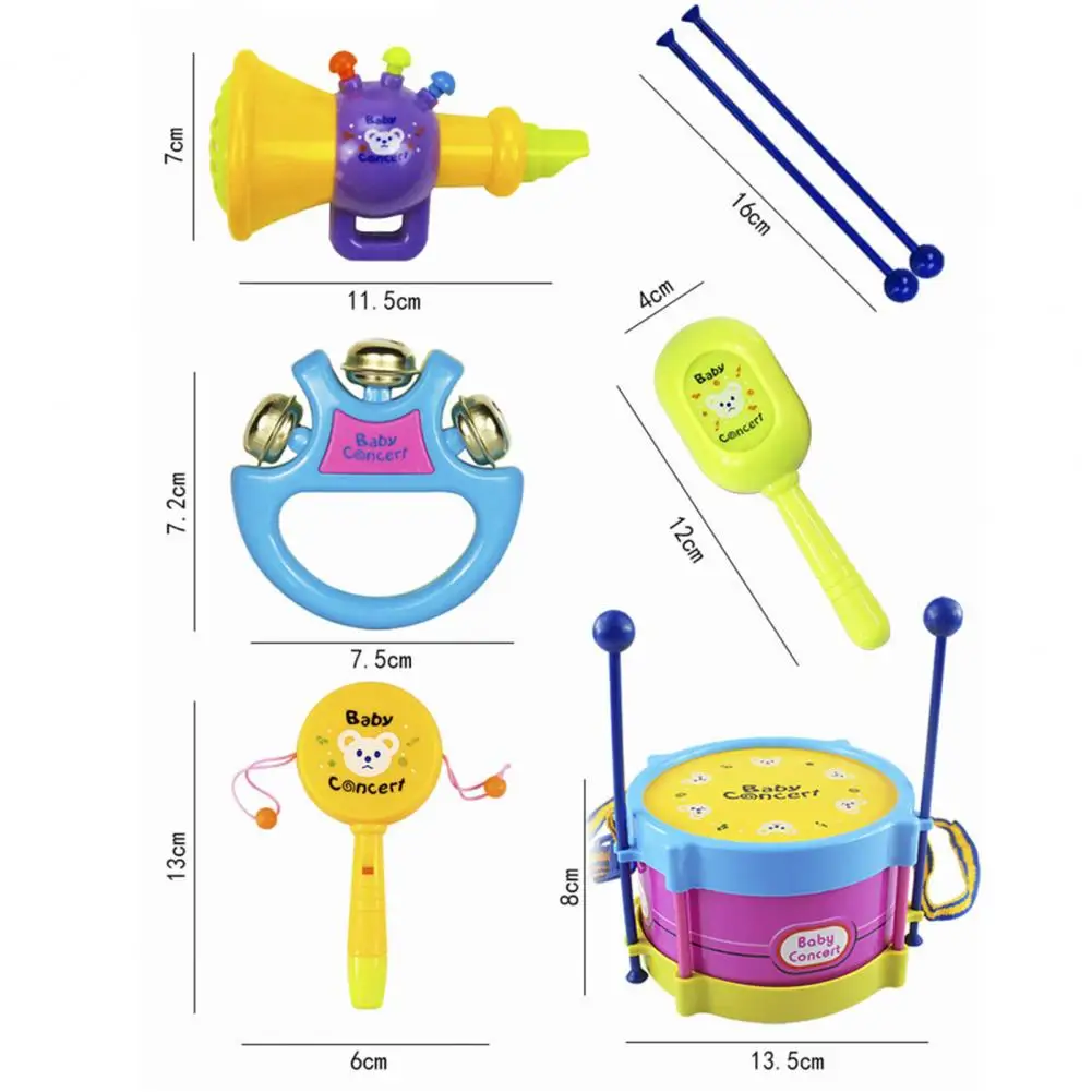 5pcs kids drums educational toys indoor outdoor interactive playing percussion instruments musical toy band kit children gift free global shipping