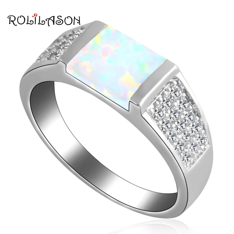 Женские циркониевые кольца ROLILASON с белым огненным опалом серебро 925 пробы модные