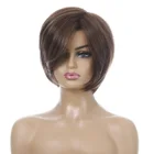 Синтетический парик для женщин Bobo, короткие прямые волосы с челкой, коричневые натуральные волосы, термостойкий парик из термостойкого волокна