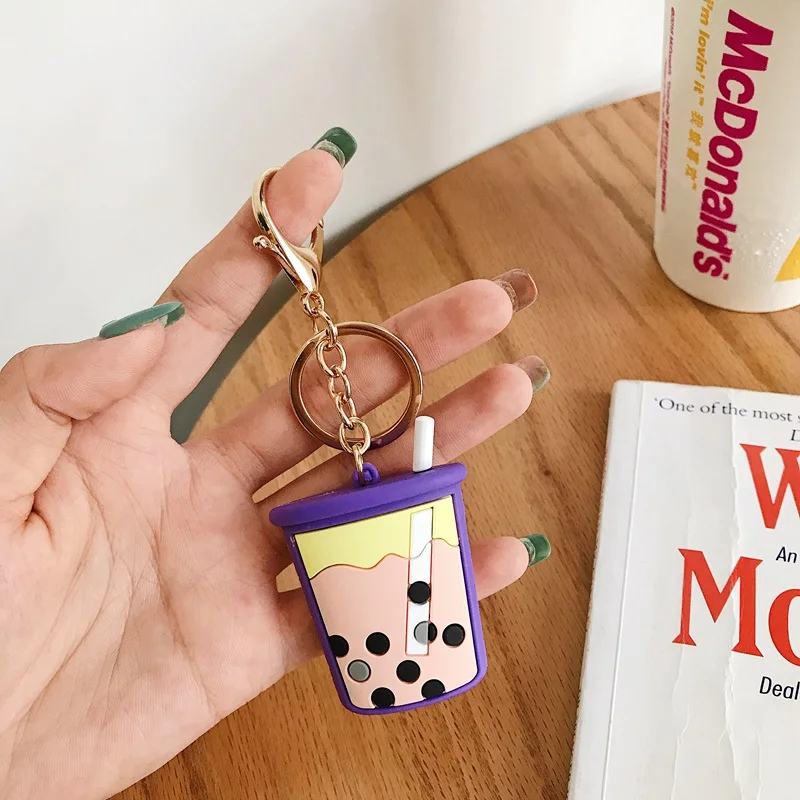 Cartoon Travel Luggage Milk Tea Decor Pendant Toy Lanyard For iPhone Airpods Protective case Key Chains Girl Bag Hang Car Key - Color: 09