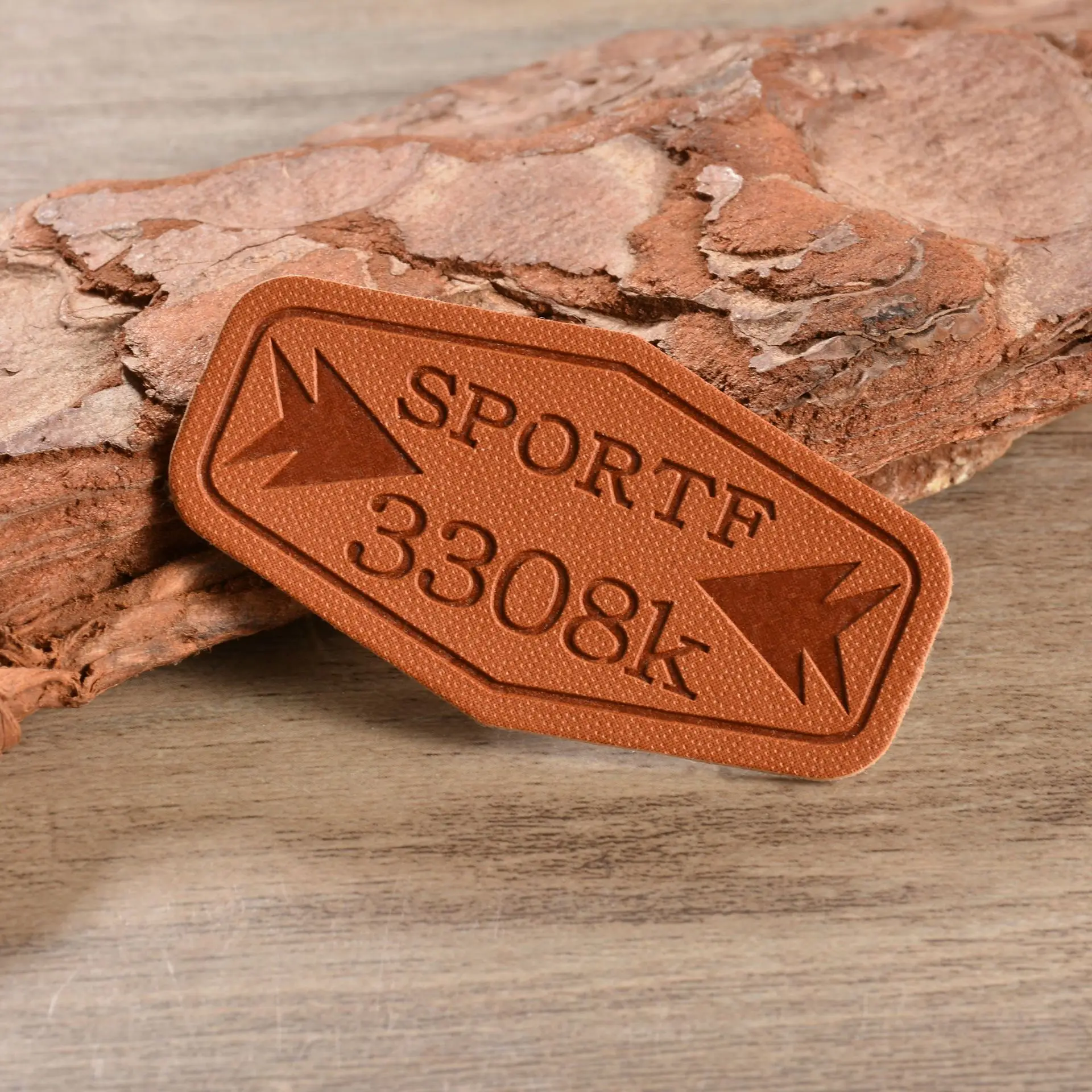 Кожаная нашивка Овальный квадратный значок нашивки в полоску для одежды