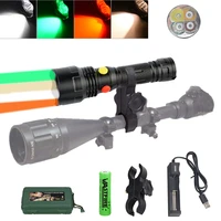 4 color hunting flashlight waterproof tactical rifle scope weapon gun light with magnet tailrail mountswitch18650usb charger