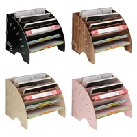 fan shaped wooden desktop file holder desk organizer diy document file cabinet