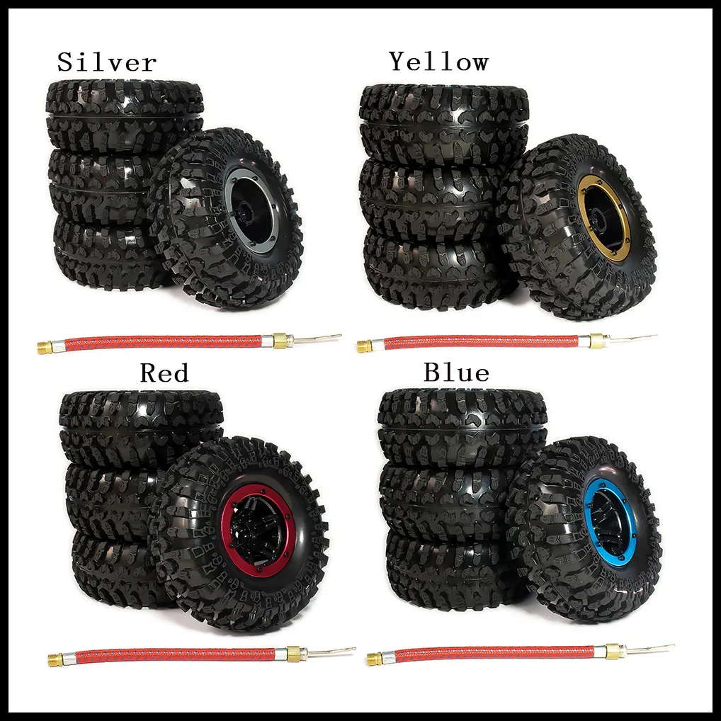 

RCAWD 4pcs Inflatable 2.2 Inch Beadlock Tire Wheel Air Pneumatic For 1/10 RC Crawler Truck Wraith Scx10 AX10 Inflate Austar