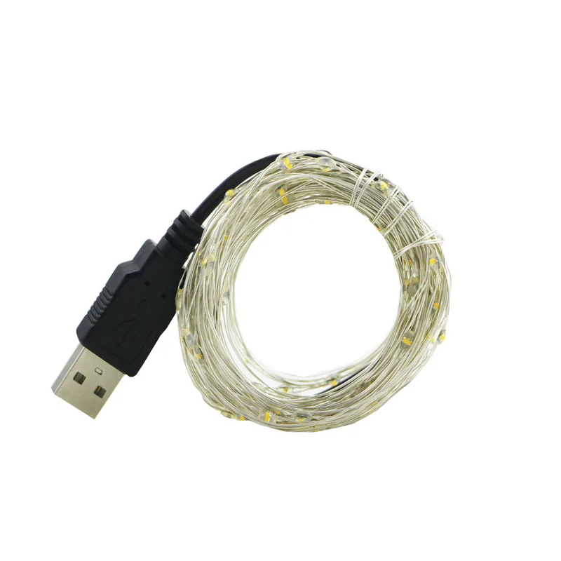 2/5/10 м USB светодиодный строка светильник s Медь серебряной проволоки гирлянды светильник Водонепроницаемый Фея светильник s для Рождество Свадебная вечеринка украшения