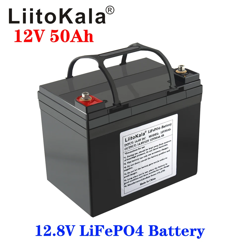 

LiitoKala 12.8V 12V 50AH Lithium 3.2V LiFePO4 Battery pack for Solar Energy storage system Electric Boat Yatch with Led display