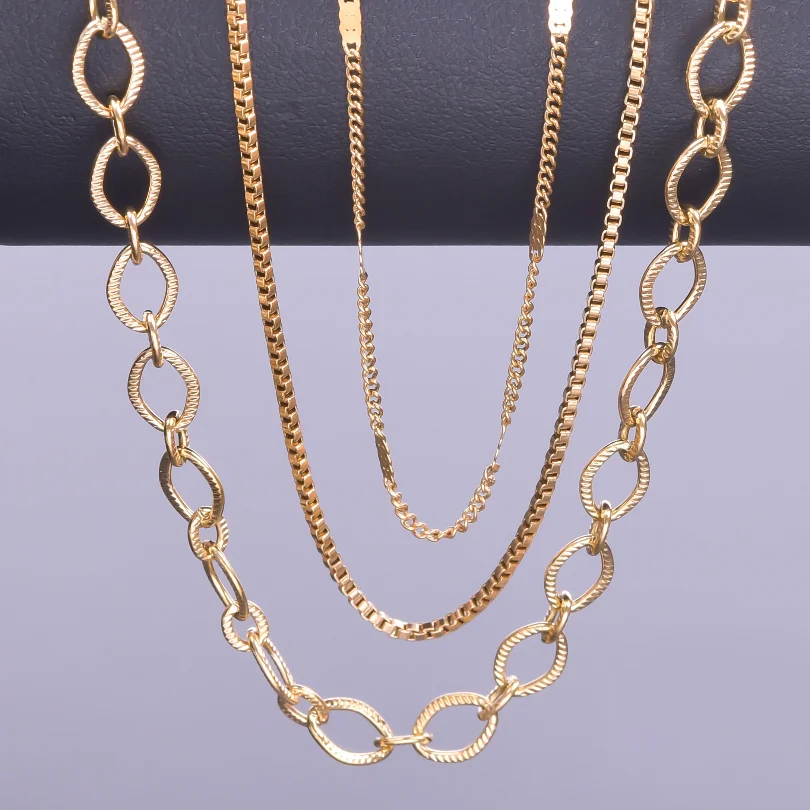 

Vintage Bohemia Stainless Steel Necklaces For Women Girl Fashion Jewelry Geometric Link Chain Around Neck Decoration Necklace
