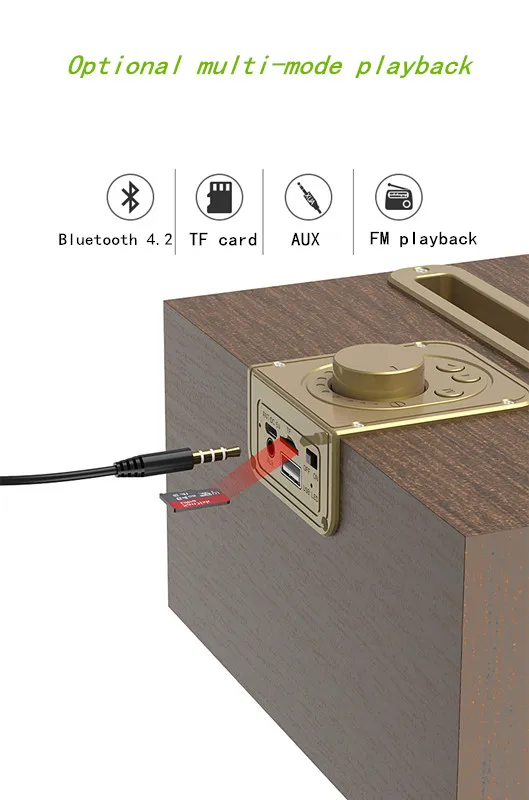 OneDer Magic V6 Bluetooth колонка в ретро стиле домашнее радио дерево небольшой звук супер громкость беспроводной телефон USB 18650 колонка с аккумулятором