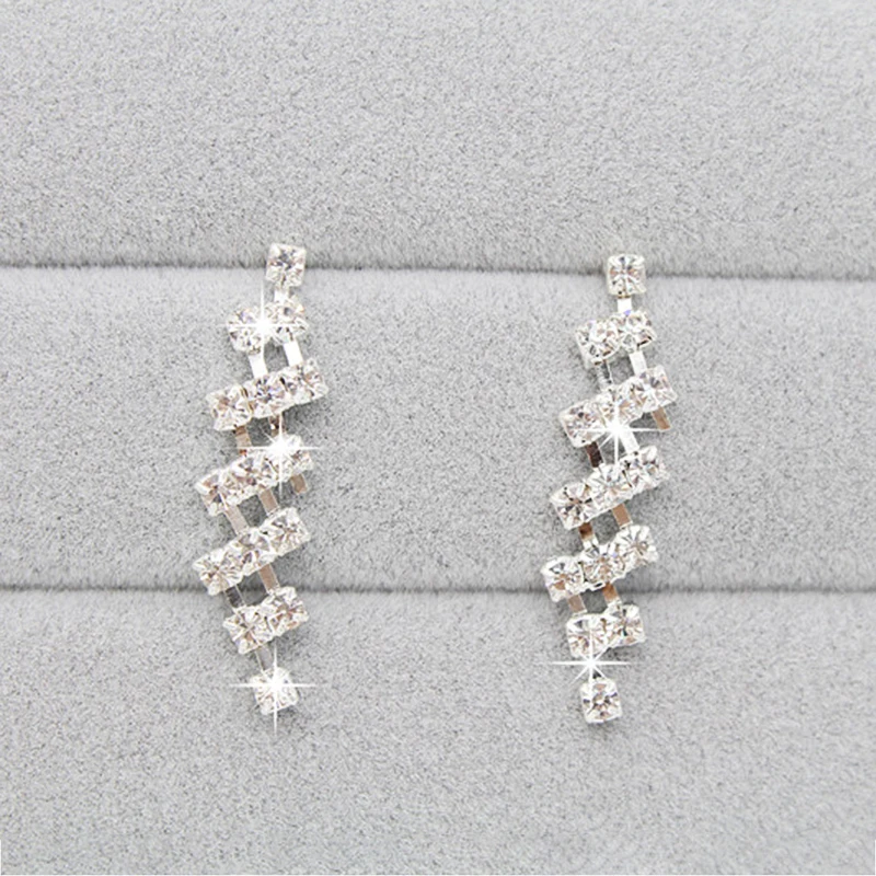 Женское Ожерелье Серьги набор Свадебные ювелирные изделия Блестящий горный