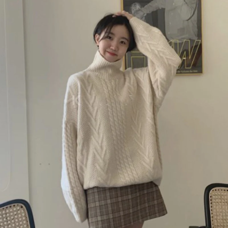 BGTEEVER Повседневный свободный свитер Женская Весенняя водолазка вязаный пуловер в