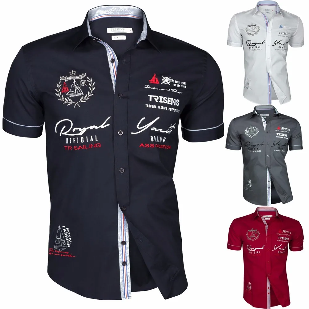 Рубашка ZOGAA мужская с короткими рукавами повседневная классическая сорочка