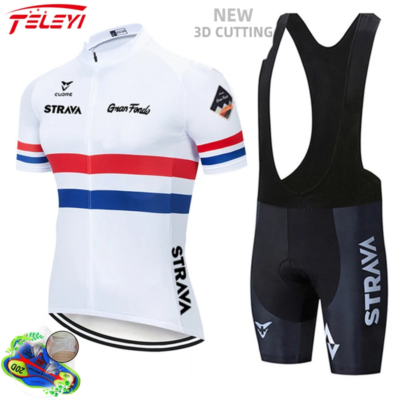 

Велосипедный комплект из джерси 2021 команда STRAVA летняя велосипедная одежда для велоспорта Мужская одежда для горных видов спорта велосипед...