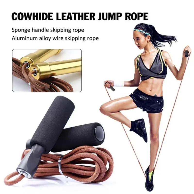 

Professional Long Jump Ropes Gym Skipping Jumping Rope with Cowhide Handle Portable Fitness Equipment Home Workout Tools Unisex