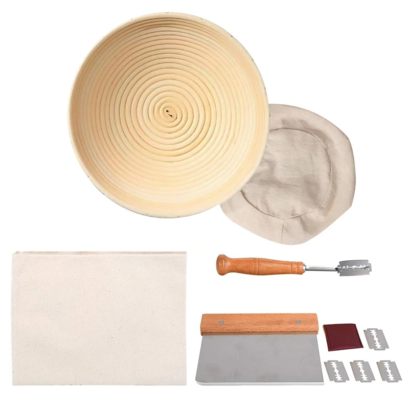 

Bread Proofing Basket,Dough Banneton Proofing Basket Dough Scraper,Bread Baking Kit,Proofing Cloth for BakingFrenchBread
