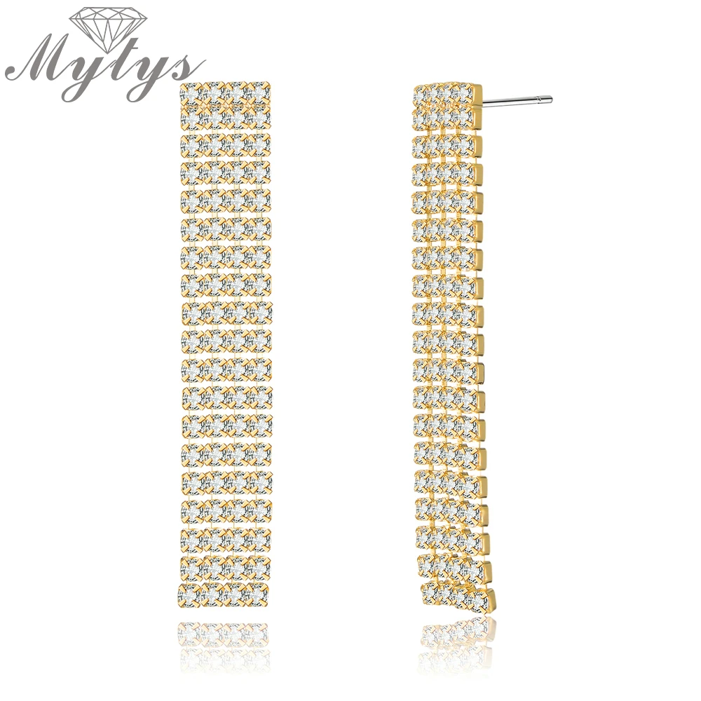 Mytys высококачественные хрустальные серьги кисточки с цепочкой для тенниса