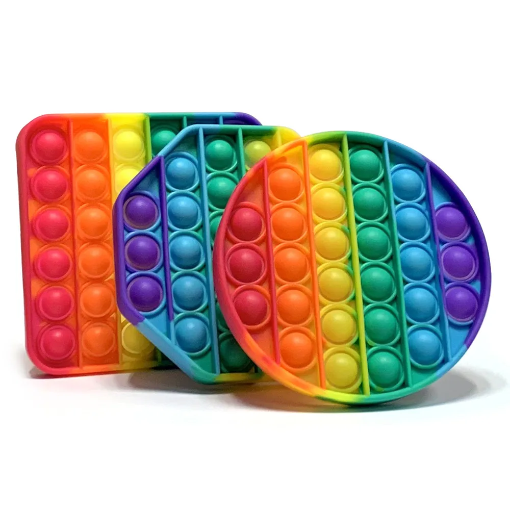 

Rainbow Funny Push Fidget Toy Anxiety Relieve Stress Autism Sensory Autism Reliever Special Needs Popper Relief Adult Child
