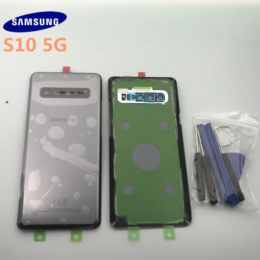 SAMSUNG Galaxy S10+ plus G977 G977F 5G версия Задняя стеклянная крышка батарейного отсека задняя дверь Корпус чехол Задняя стеклянная крышка