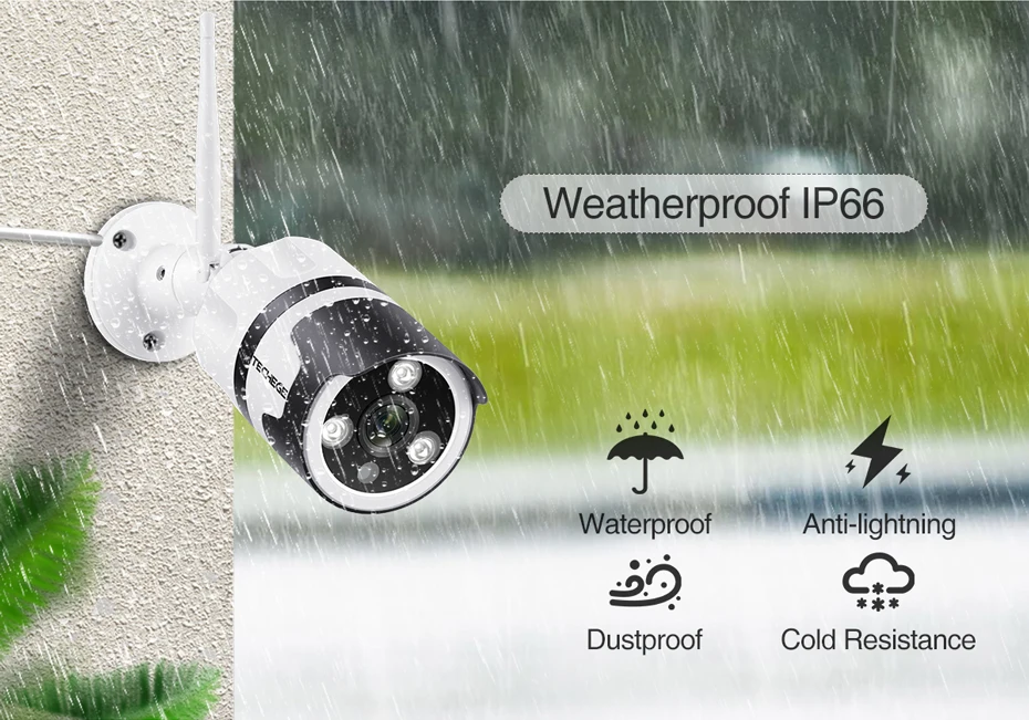 Techege Wi-Fi IP камера 1080P наружная Водонепроницаемая 2.0MP Проводная беспроводная камера безопасности металлическая двухсторонняя аудио TF карта оповещение по электронной почте