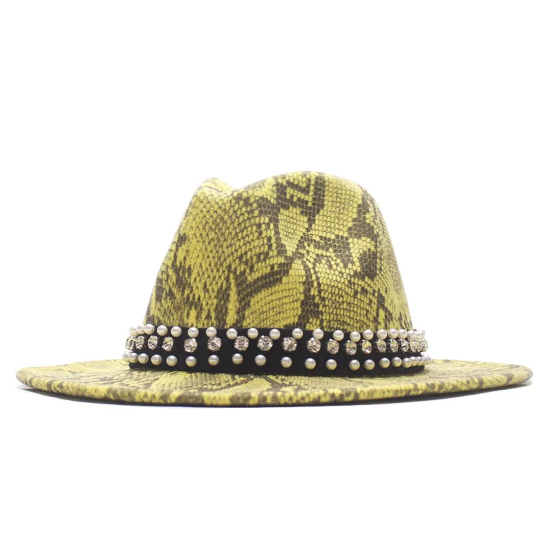 Шляпа фетровая для мужчин и женщин винтажная Панама с Жемчужной Лентой широкими