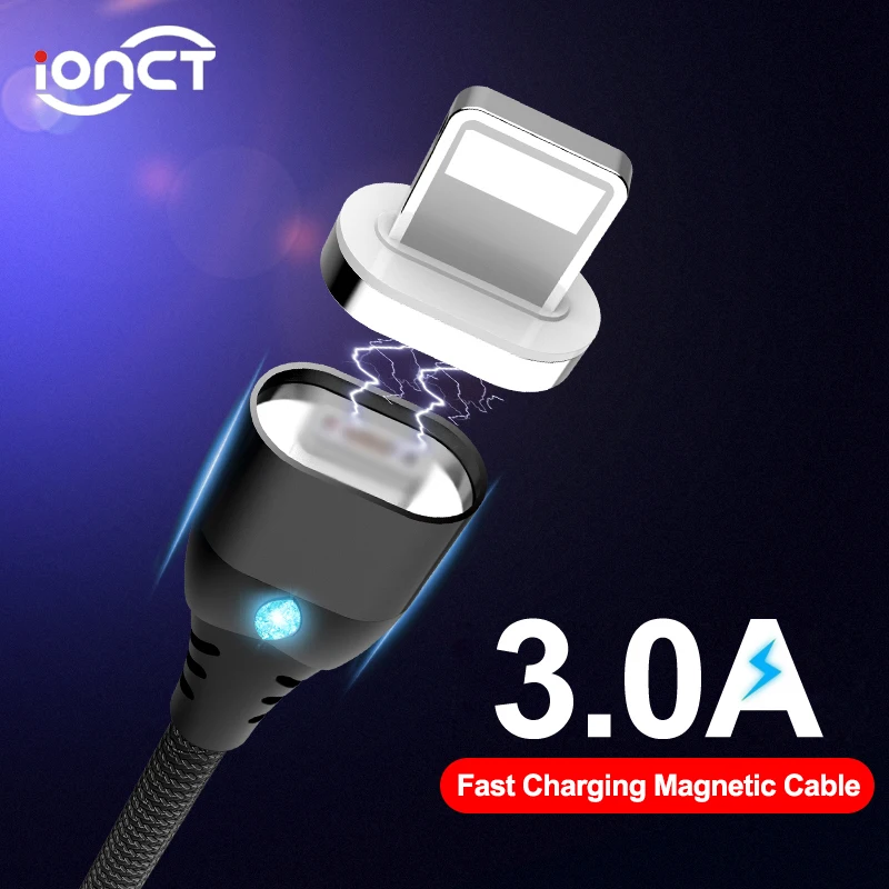 IONCT Магнитный кабель 3A Быстрая зарядка для iPhone iPad Xiaomi samsung Android мобильный телефон магнит зарядное устройство Micro type C USB кабели
