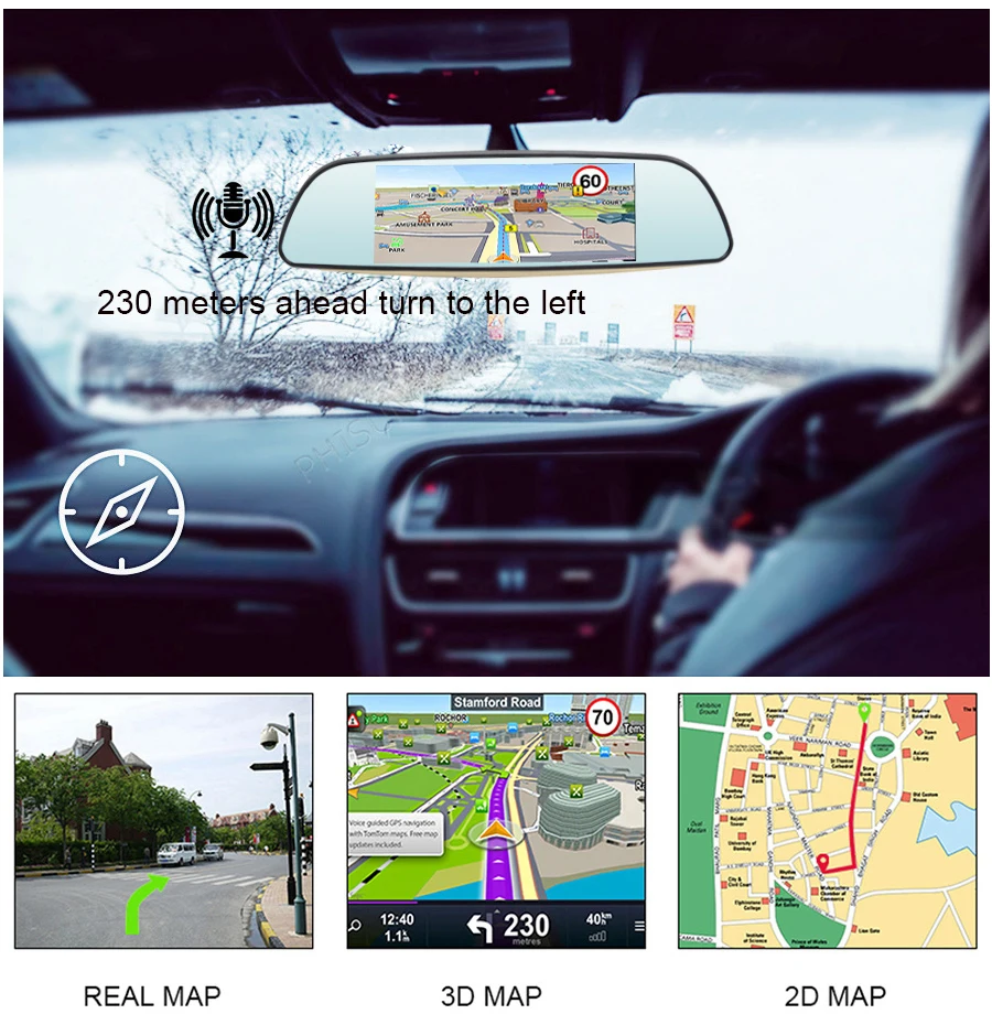 Зеркало для автомобиля Anfilite 7 &quotIPS Android Dash Cam FHD 1080P видеокамера 16G GPS навигатор