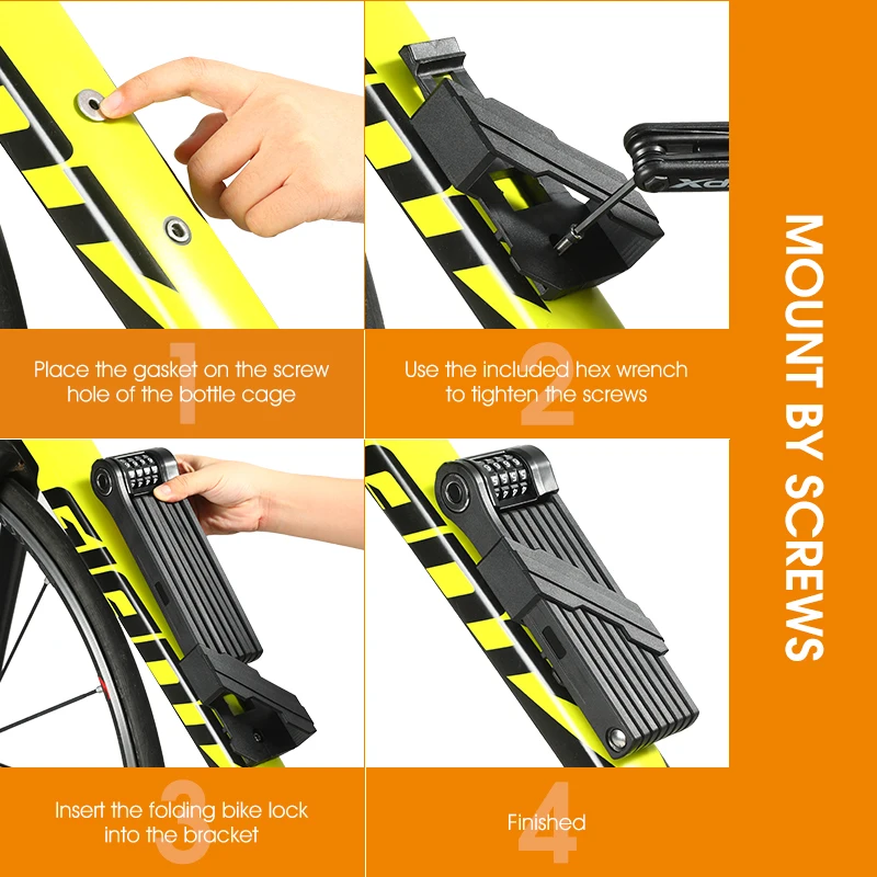 WEST BIKING Foldable Bike Lock MTB Road Bicycle Password Cycling High Security Anti-Theft Chain for Scooter Motorcycle | Спорт и