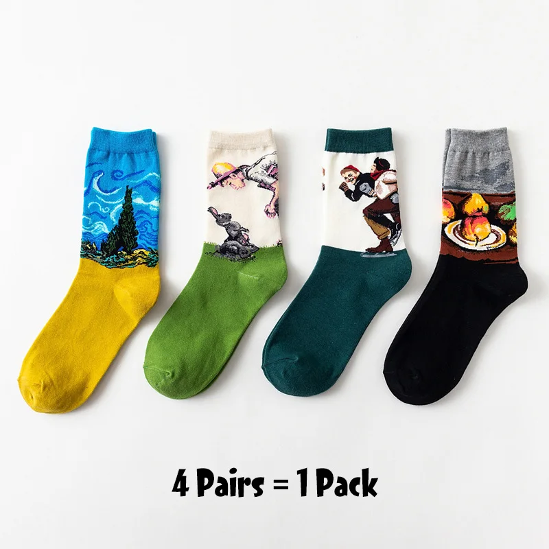 4 пары счастливых носков астронавты кукурузы арбуз полоски Британский ветер хит